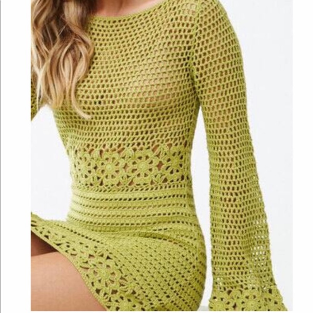 Floral Trim Mini Knit Cover Up